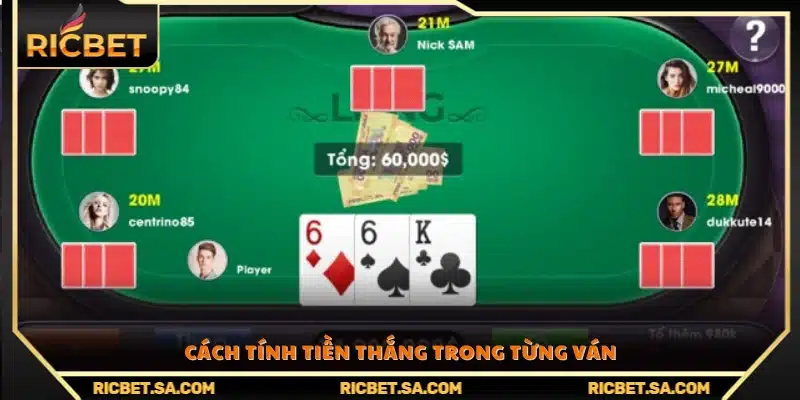 Quy tắc tính toán tiền thưởng sau mỗi ván bài thắng